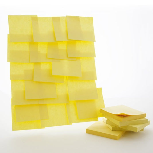 100 Ct. 3" X 3" Yellow Stick On Notes (12/Shrink) - Sticky Notes