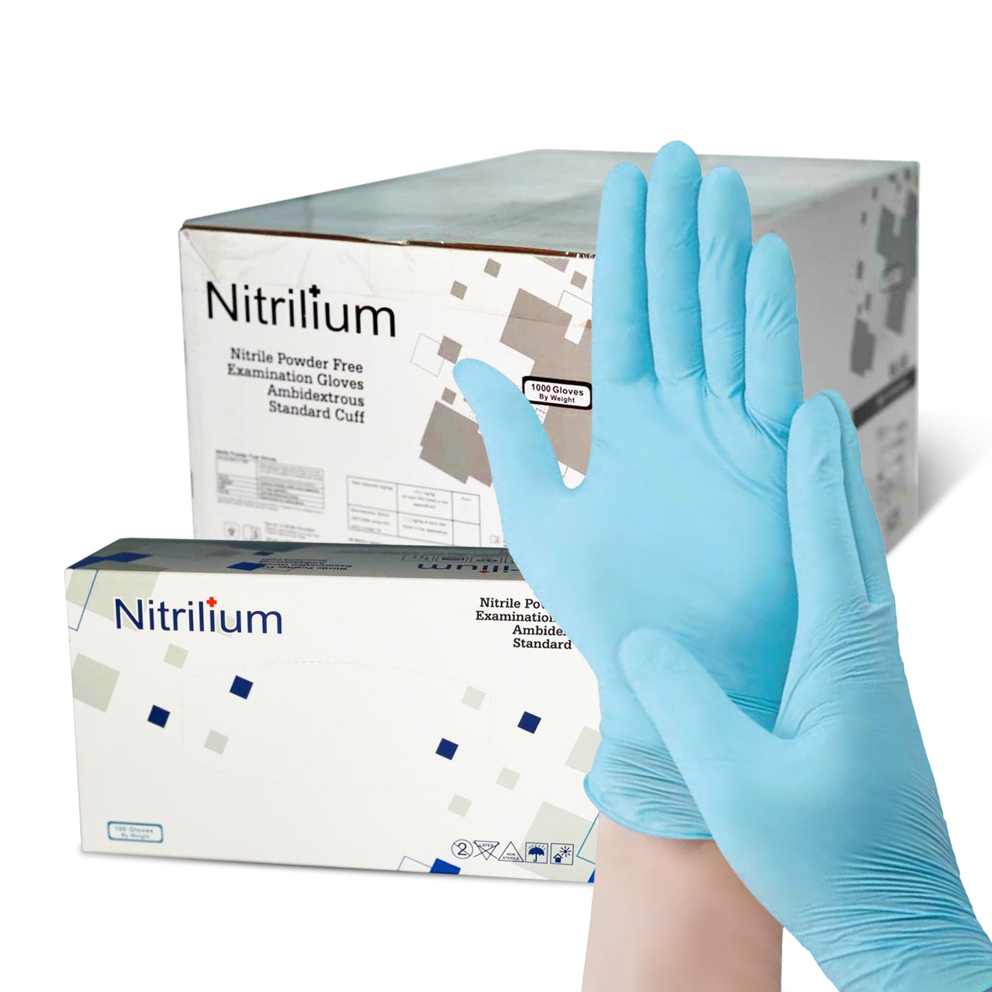 Nitrile Gloves -10 Boxes (1000 pcs-100% Nitrile Patient Examination Gloves/ FDA 510(K), 4Mil - Nitrilium)