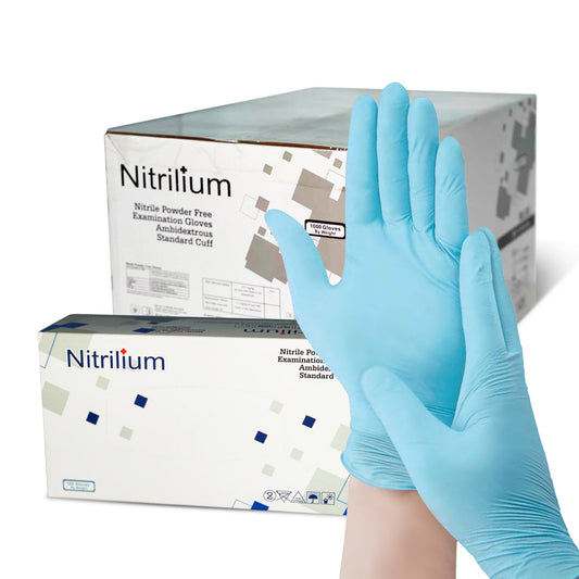 Nitrile Gloves -10 Boxes (1000 pcs-100% Nitrile Patient Examination Gloves/ FDA 510(K), 4Mil - Nitrilium)